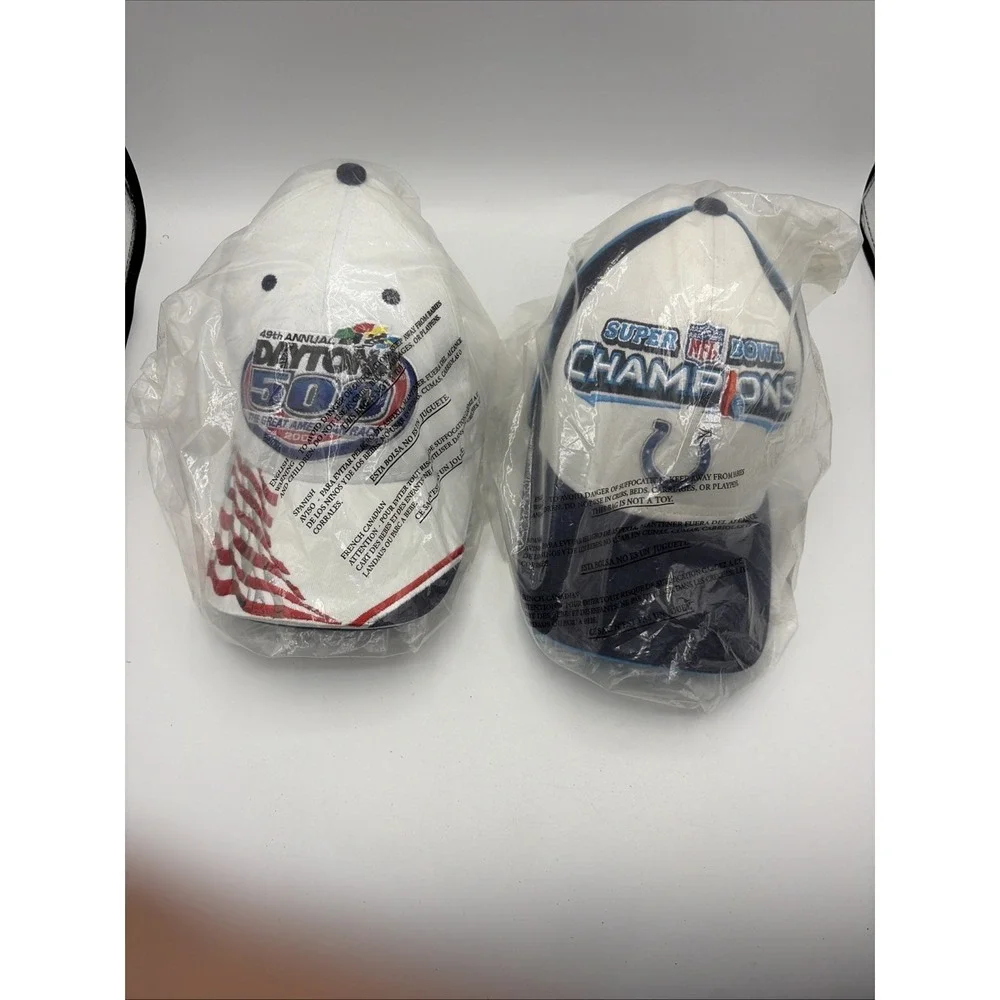 Lot of 2 New Sealed Sports Caps  Daytona 500  +  Colts Super Bowl Champs